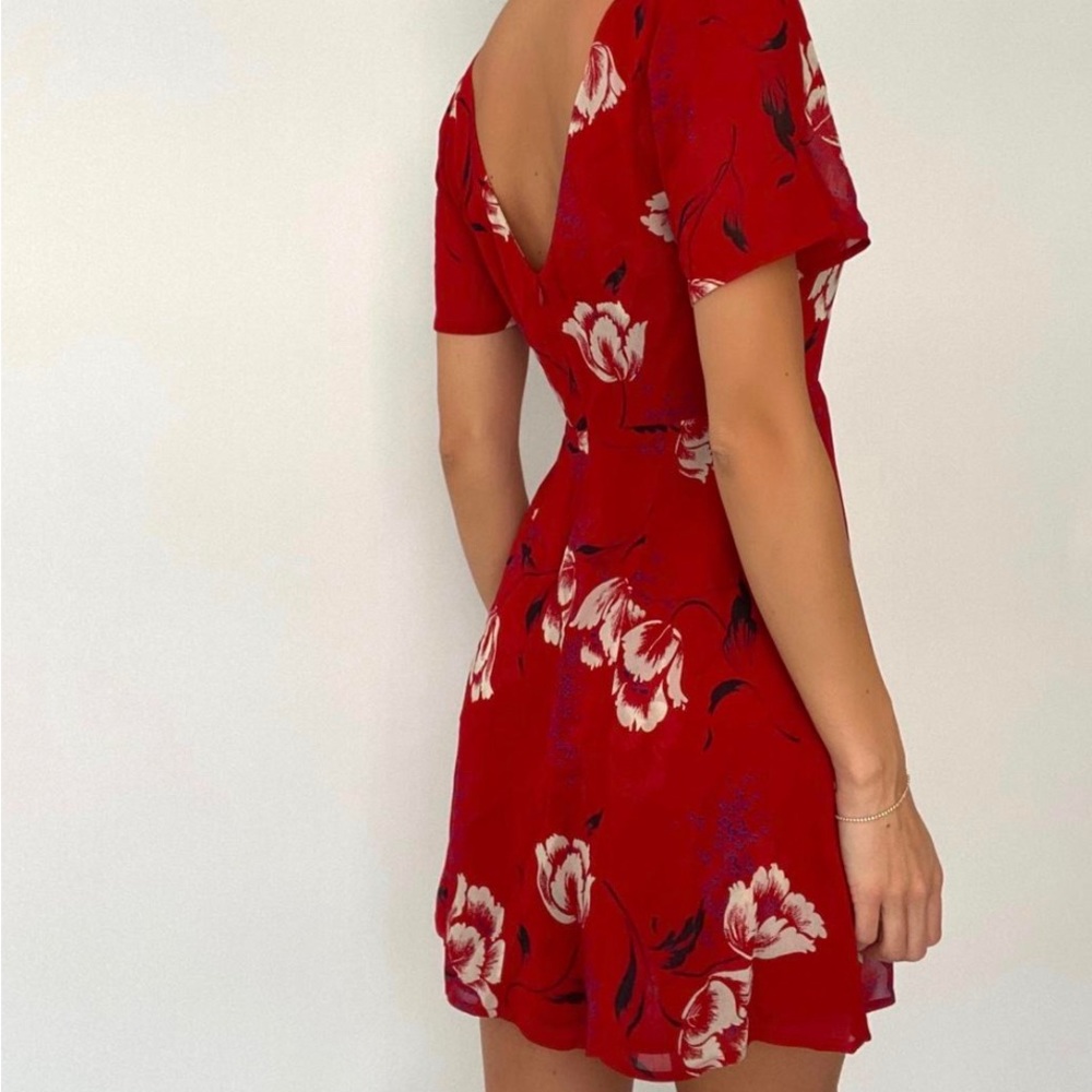 Reformation red and white floral dress